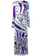 Emilio Pucci Burle Print Belted Silk Maxi Dress - Purple