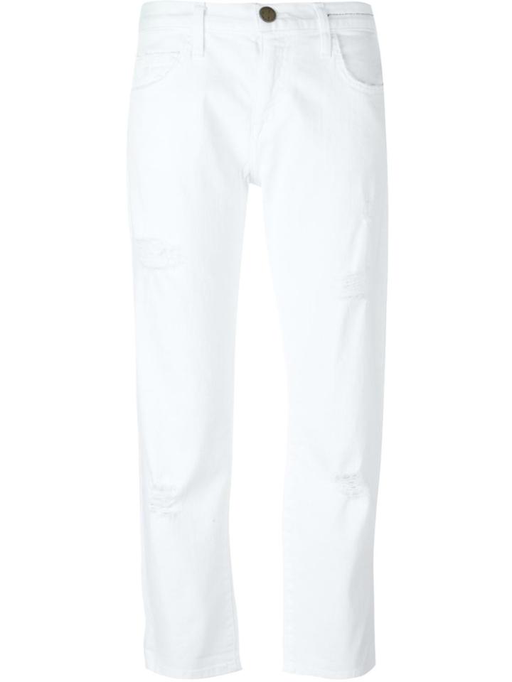 Current/elliott `sugar Destroy` Boyfriend Jeans - White