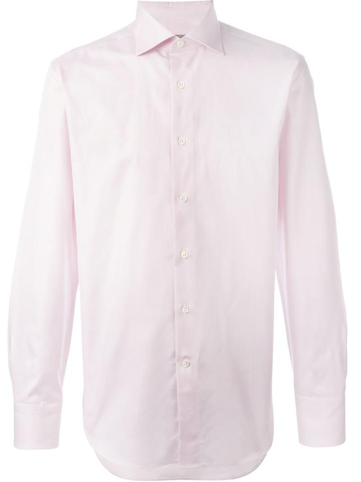 Canali Spread Collar Shirt, Men's, Size: 40, Pink/purple, Cotton