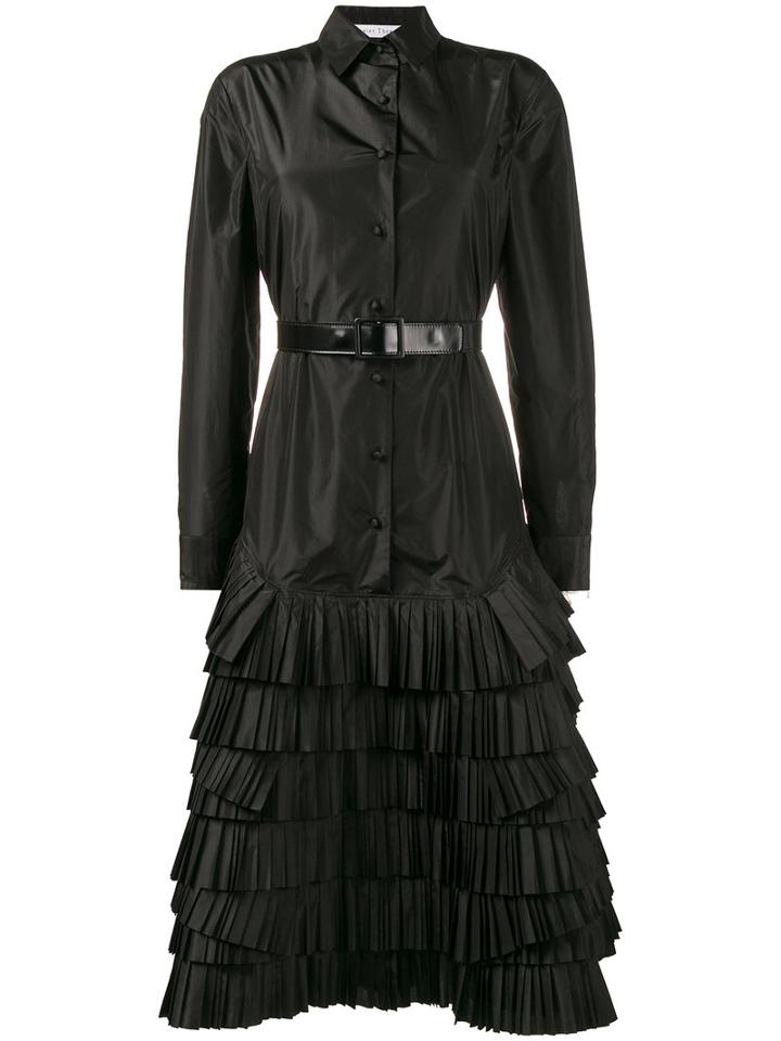 Olivier Theyskens - Shirt Dress With Taffeta Skirt - Women - Silk/calf Leather - 34, Black, Silk/calf Leather