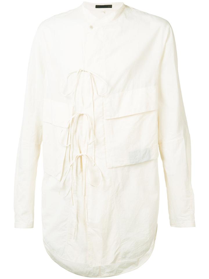 Ziggy Chen Cargo Pocket Shirt, Men's, Size: 52, White, Cotton