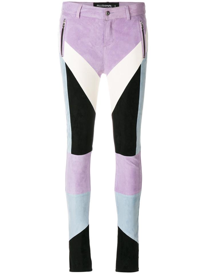 Filles A Papa Colour-block Leather Biker Trousers - Multicolour