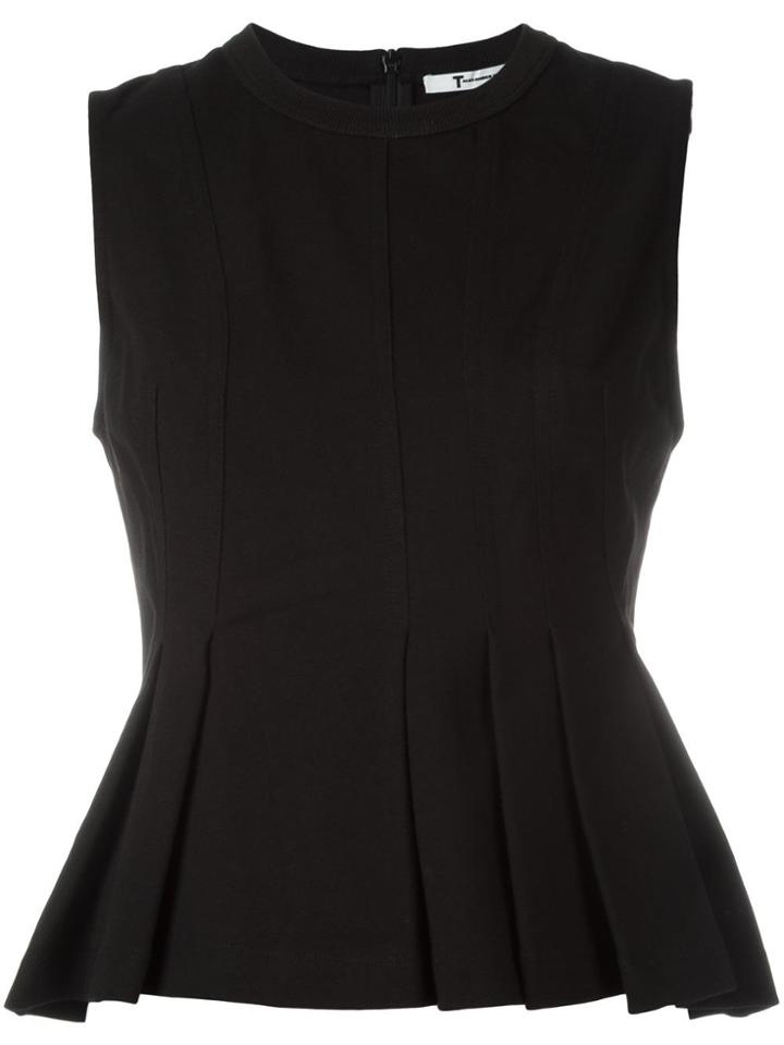 T By Alexander Wang Sleeveless Peplum Top - Black