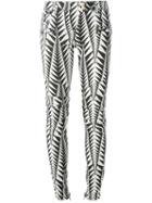 Balmain Geometric Print Skinny Jeans, Women's, Size: 34, Black, Cotton/spandex/elastane