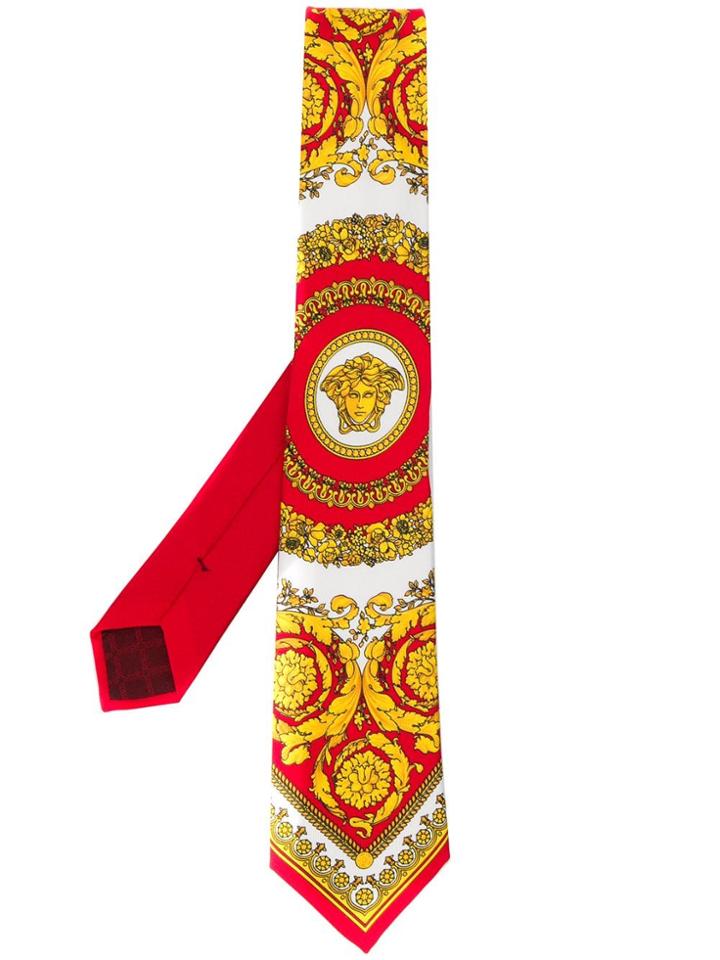 Versace Barocco Printed Tie - Red