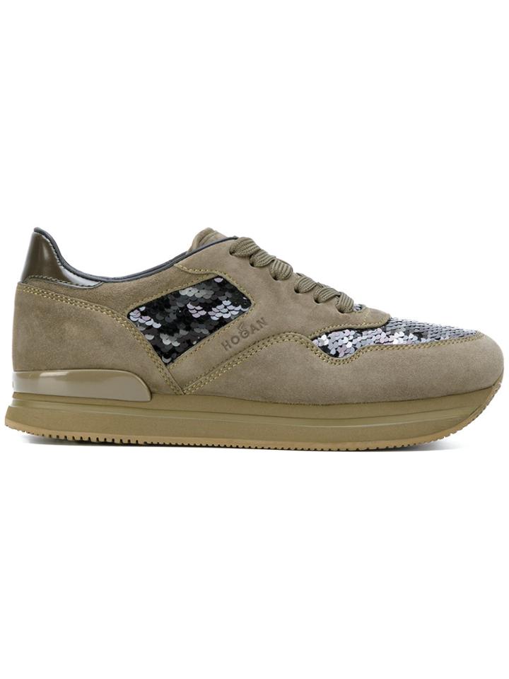 Hogan Sequin Embellished Platform Sneakers - Green