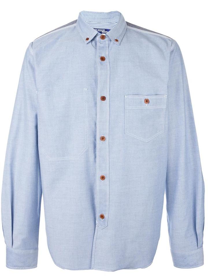 Junya Watanabe Comme Des Garçons Contrast Yoke Oxford Shirt, Men's, Size: Large, Blue, Cotton