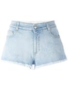 Stella Mccartney Fringed Star Shorts, Women's, Size: 28, Blue, Cotton/spandex/elastane