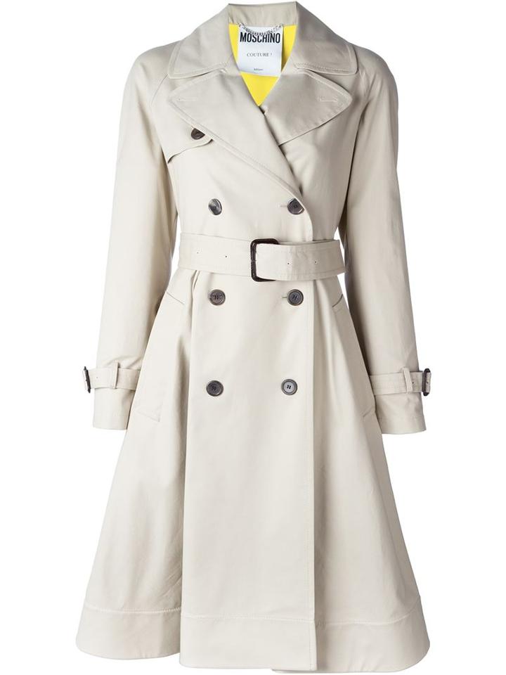 Moschino Caution Trench Coat, Women's, Size: 38, Nude/neutrals, Cotton/other Fibers/acetate/rayon