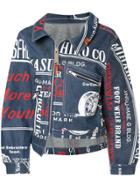 Maison Mihara Yasuhiro Asymmetric Hem Printed Denim Jacket - Blue
