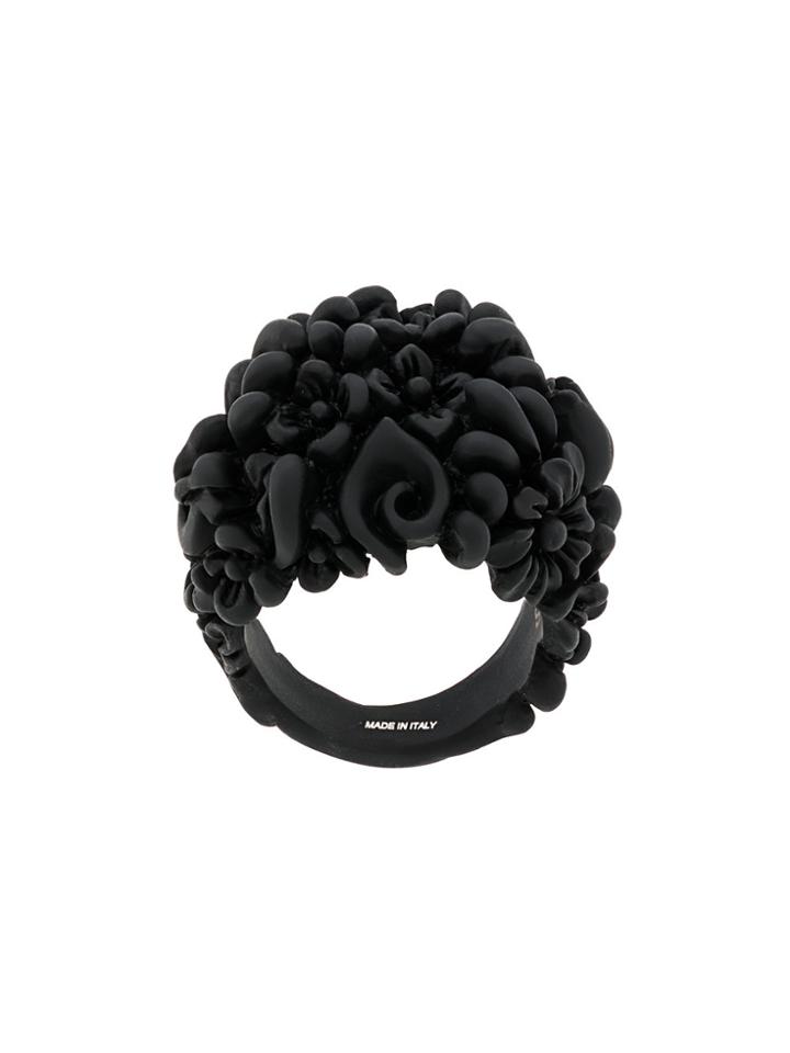 Salvatore Ferragamo Floral Finger Ring - Black