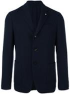 Lardini Notched Lapel Blazer, Men's, Size: 52, Blue, Cupro/viscose/wool
