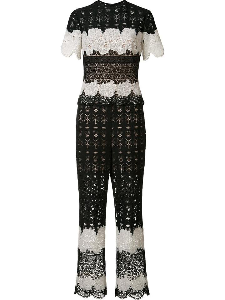 Yigal Azrouel Two Tone Lace Jumpsuit, Women's, Size: 8, Black, Polyester