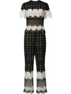 Yigal Azrouel Two Tone Lace Jumpsuit, Women's, Size: 8, Black, Polyester