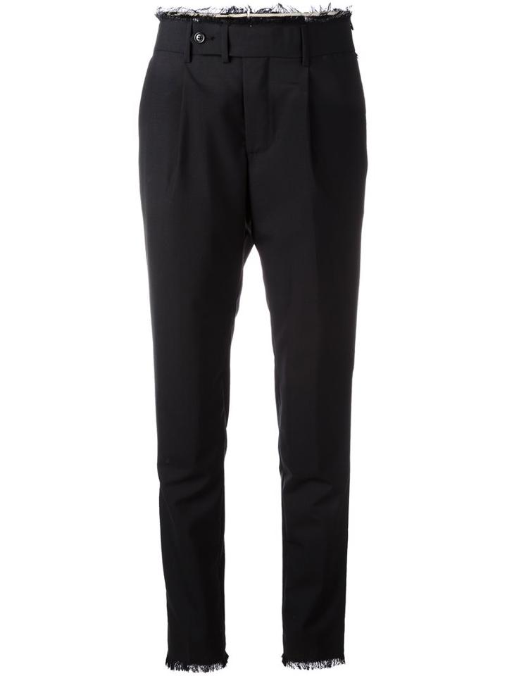 Msgm Raw Edge Tapered Trousers, Men's, Size: 52, Black, Cotton/acetate/viscose/virgin Wool