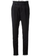 Msgm Raw Edge Tapered Trousers, Men's, Size: 52, Black, Cotton/acetate/viscose/virgin Wool