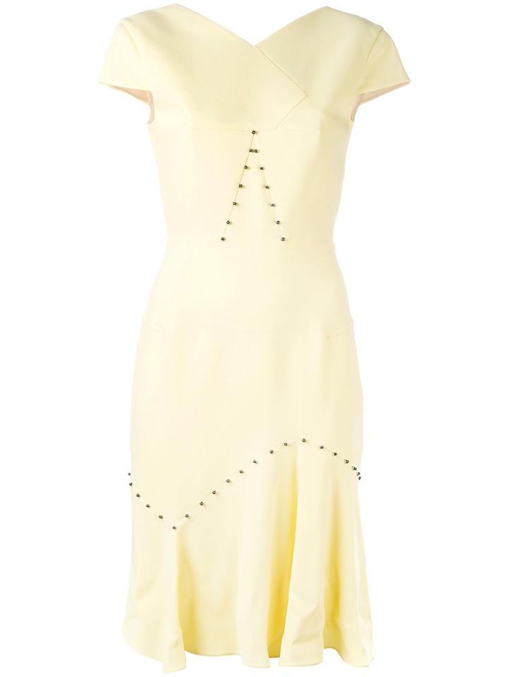 Roland Mouret - Pleated Hem Dress - Women - Spandex/elastane/acetate/viscose - 14, Yellow/orange, Spandex/elastane/acetate/viscose