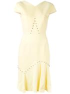 Roland Mouret - Pleated Hem Dress - Women - Spandex/elastane/acetate/viscose - 14, Yellow/orange, Spandex/elastane/acetate/viscose