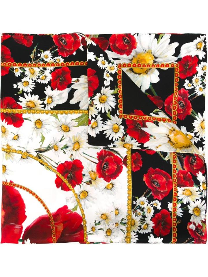 Dolce & Gabbana Daisy And Poppy Print Scarf, Women's, Silk
