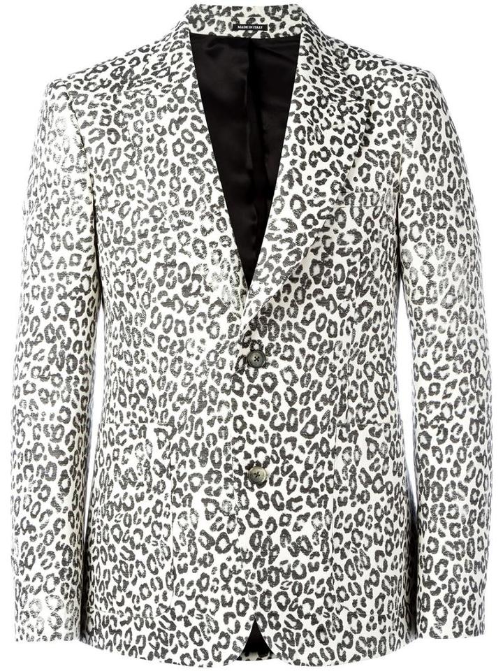 Alexander Mcqueen Leopard Print Blazer, Men's, Size: 50, White, Wool/cotton/polyester/viscose