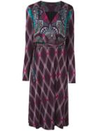 Etro Multi Print V Neck Dress, Women's, Size: 42, Purple, Viscose