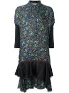 Kolor Geometric Print Ruffle Shirt Dress