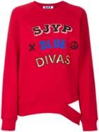 Sjyp Distressed Logo Sweatshirt - Red
