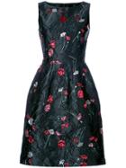 Oscar De La Renta Floral Cloqué Dress - Black