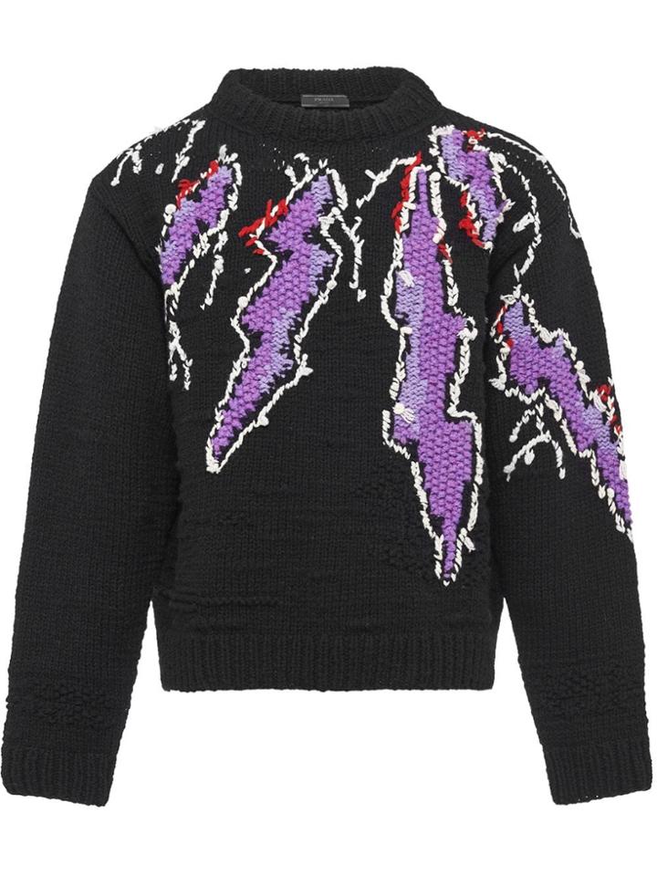 Prada Embroidered Jumper - Black
