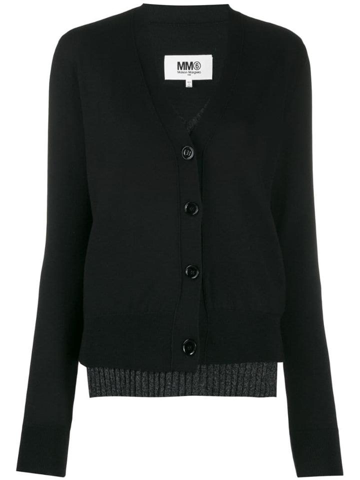 Mm6 Maison Margiela Double-layer Cardigan - Black