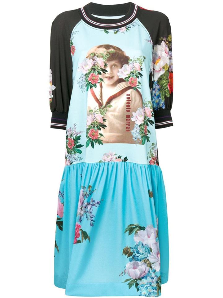 Antonio Marras Floral Graphic Panelled Dress - Blue