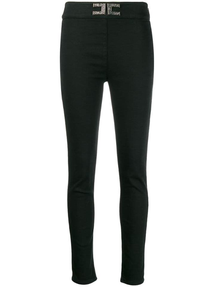 Elisabetta Franchi Embellished Logo Skinny Jeans - Black