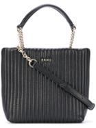 Dkny - Quilted Pinstripe Tote - Women - Leather - One Size, Black, Leather