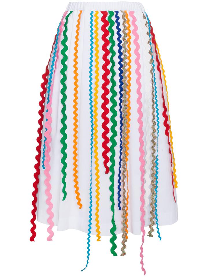 Mira Mikati Cotton Midi Skirt With Ribbon Detail - White