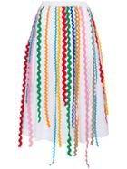 Mira Mikati Cotton Midi Skirt With Ribbon Detail - White