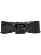 Oscar De La Renta Squared Buckle Skinny Belt, Women's, Size: Small, Black, Patent Leather