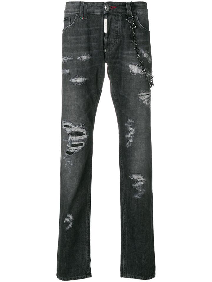 Philipp Plein Left Her Straight Cut Jeans - Grey