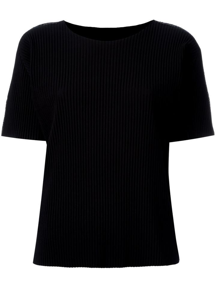 Issey Miyake Cauliflower Ribbed T-shirt, Women's, Black, Polyester
