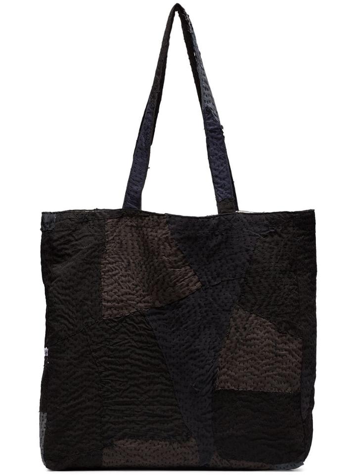 By Walid Black And Grey Patch Detail Tote Bag - Unavailable