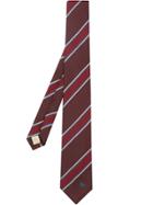 Burberry Modern Cut Striped Silk Jacquard Tie - Red