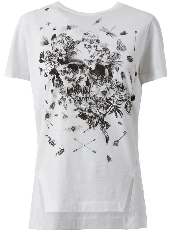 Alexander Mcqueen Insect Skull Print T-shirt, Women's, Size: 42, White, Cotton
