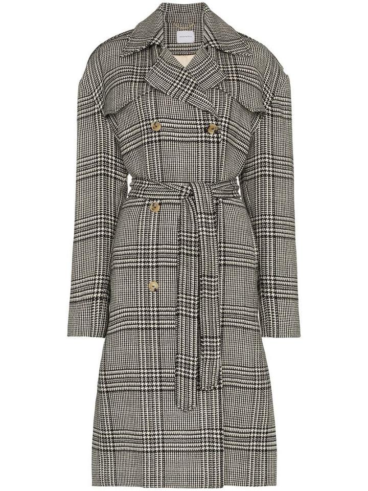 Magda Butrym Checked Double Breasted Coat - Grey