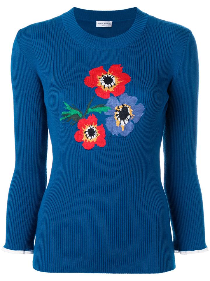 Sonia Rykiel Intarsia Flower Jumper - Blue