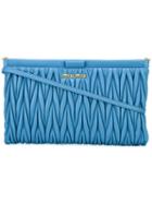 Miu Miu Quilted Clutch, Women's, Blue, Calf Leather
