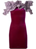 Y / Project - Ruffled Off-shoulders Dress - Women - Cotton/polyester/spandex/elastane - 40, Pink/purple, Cotton/polyester/spandex/elastane