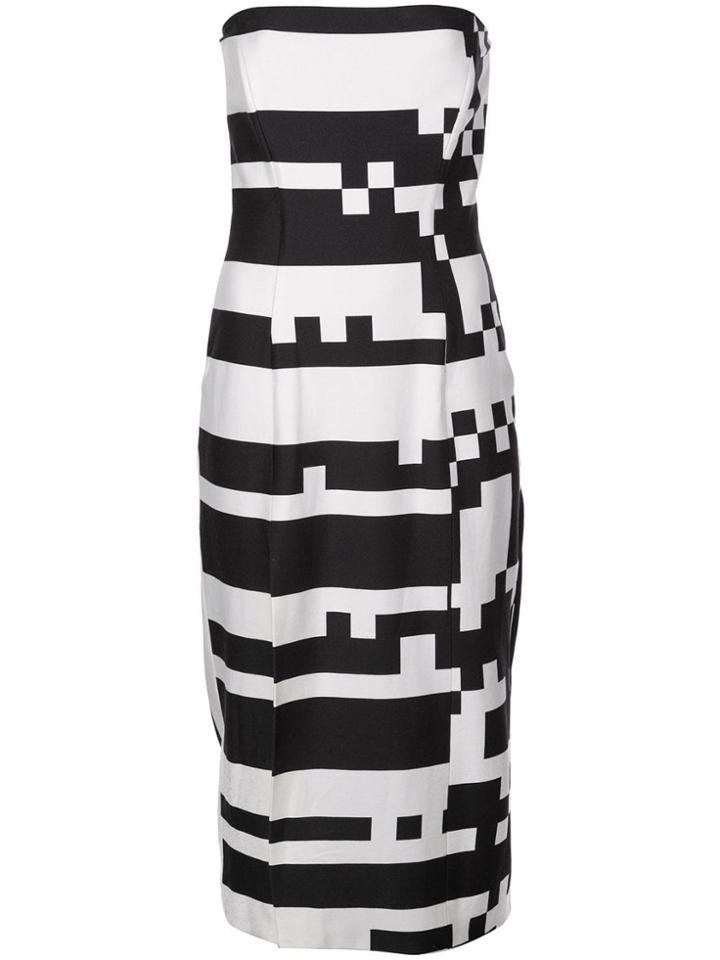 Halpern Geometric Pattern Tube Dress - White