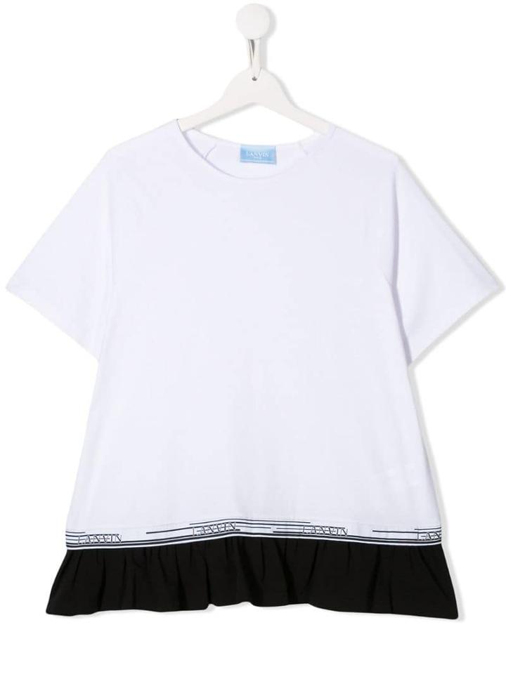 Lanvin Enfant Teen Ruffled Hem T-shirt - White