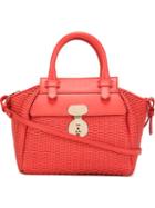 Giorgio Armani Woven Bowling Tote, Women's, Red, Leather
