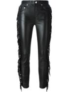 Saint Laurent Fringed Trousers, Women's, Size: 36, Black, Lamb Skin