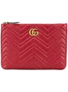 Gucci Chevron Quilted Gg Clutch - Red